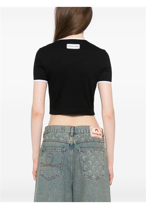 moon logo cropped top woman black MARINE SERRE | WTO087A CJER0008BK99